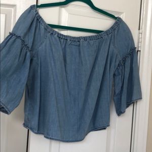 MADEWELL OFF THE SHOULDER DENIM TOP
